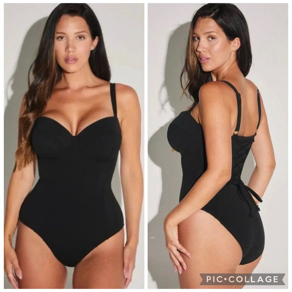 TA3 Black Lushy One Piece Swimsuit Size B 3X Regular Long